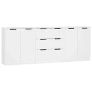 Buffet credenza cassettiera armadio mobile contenitore organizer per cucina soggiorno salotti 3 pezzi legno ingegnerizzato bianco 02_0037014
