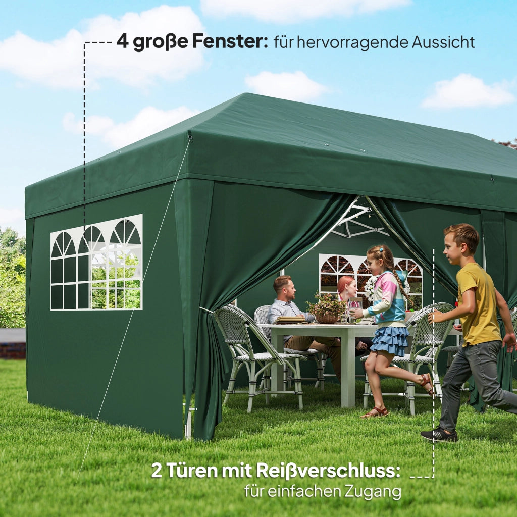 Pavillon 6x3 m ¨C zephmum ¨C Pop-up, con Finestre, Porta con Zip, UV Resistente, Grigio