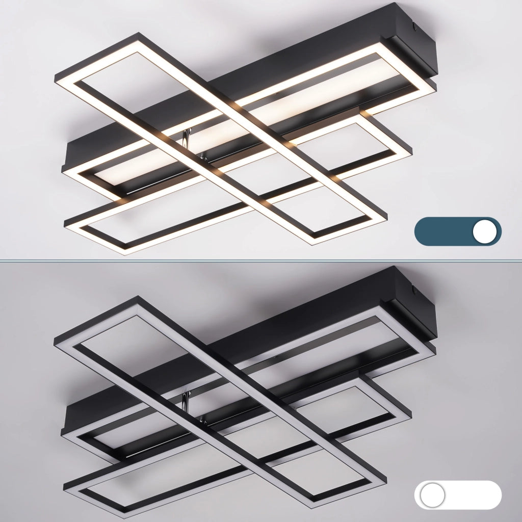 ZMH Lampada da soffitto LED 54W nera dimmerabile con telecomando design per camera letto cucina