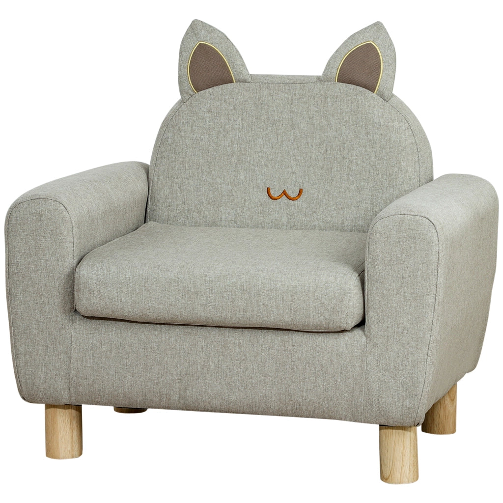 Poltrona Bambini Mini Sof¨¢ con Sedile Imbottito Braccioli ¨C Xylo ¨C Marrone 61x42x53 cm