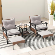 Set di mobili da giardino in rattan, per balconi, balconi, terrazze, 2 poltrone con sgabello, con cuscino, set di mobili da balcone per 2 persone (Marrone)