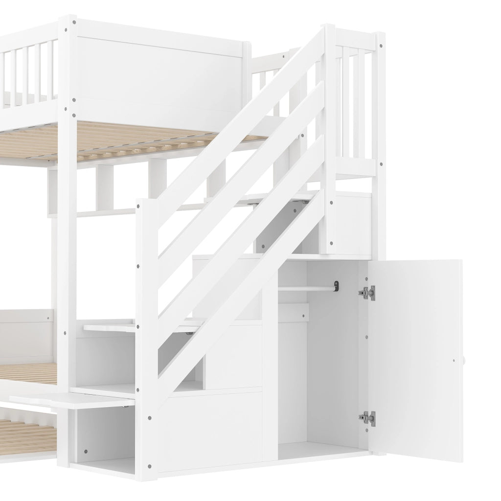 LETTO a castello 90x200 cm Bianco in pino con letto estraibile