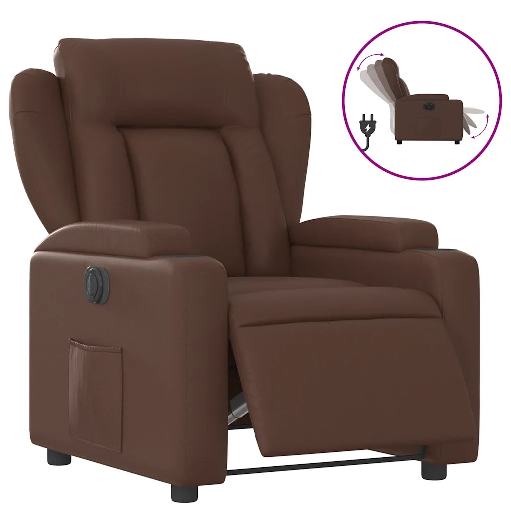 vidaXL Poltrona Reclinabile Elettrica Marrone in Similpelle