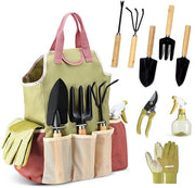 Set di Giardinaggio Ergonomico e Sostenibile 9 pezzi - Verde - Accessori per Giardini - Ideale per gli Amanti del Giardino - Incluso H...