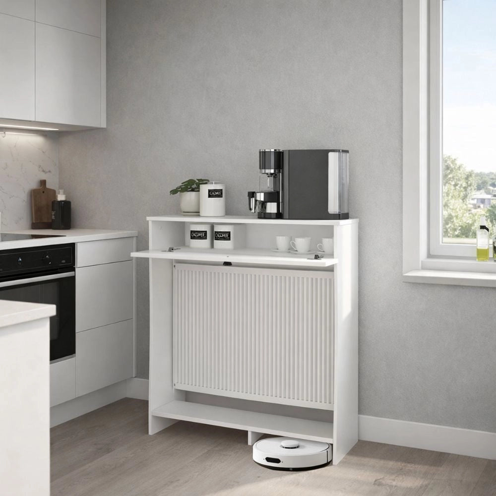 Consolle Copri Termosifone Opelya 90 cm Bianca con Anta a Ribalta – Design Salvaspazio