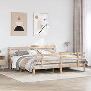 Giroletto con Testiera 200x200 cm in Legno Massello di Pino 3306120