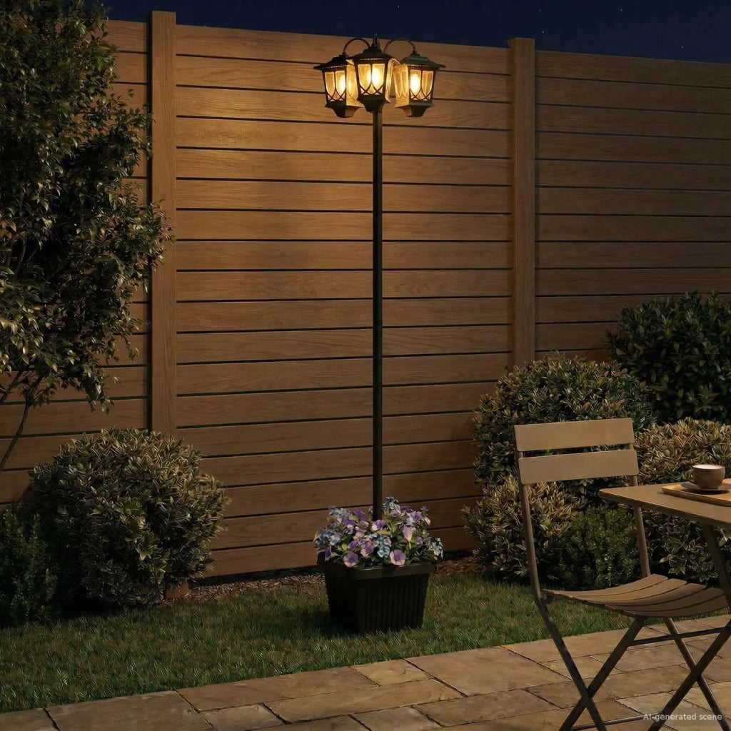 Lampione a 3 teste Nero 32 x 32 x 188 cm Alluminio e ABS 42042696
