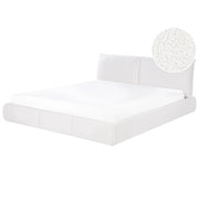 Letto matrimoniale ad acqua imbottito in tessuto boucle bianco 180x200 cm stile classico camera da letto