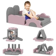 Set di 12 blocchi di schiuma per arrampicare, costruire, strisciare, tappetini da gioco in schiuma con cordura, Grigio+Rosa