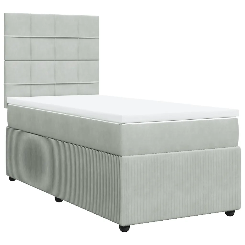 Giroletto a Molle con Materasso Grigio Chiaro 90x200 cm Velluto