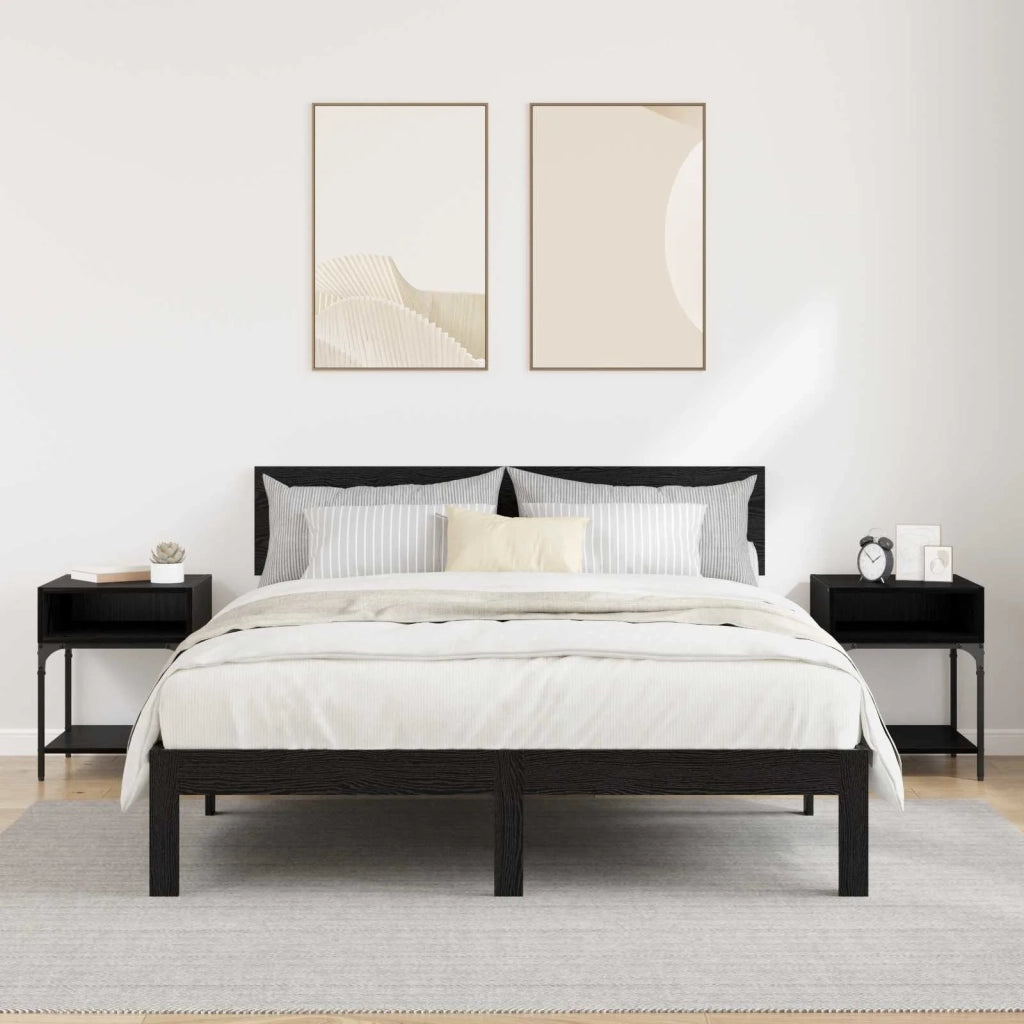 Comodino 2 pcs Rovere Nero 40 x 40 x 50 cm Legno multistrato 881817