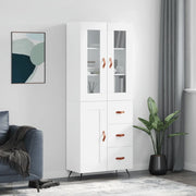 Credenza-Buffet-Armadio da cucina Bianca 69,5x34x180 cm in Legno Multistrato 142901