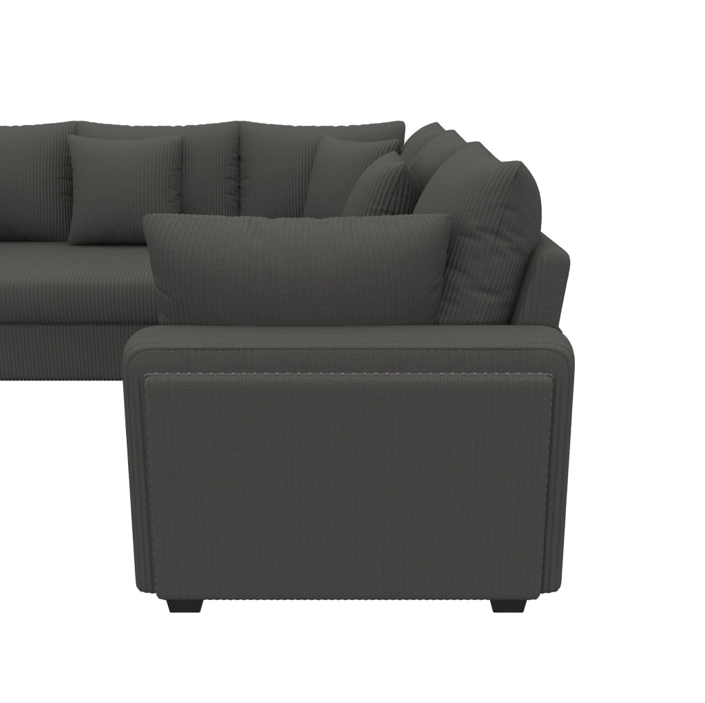 Divano angolare 4-5 posti 198x198 cm in velluto a coste grigio con LED e USB/USB-C HOMVRA