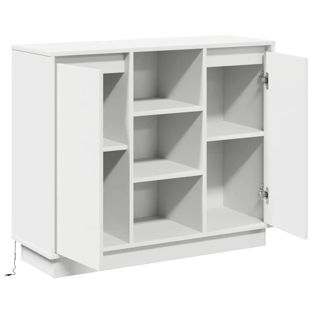 Madia LED Bianco 90 x 32 x 75 cm Legno multistrato 869682