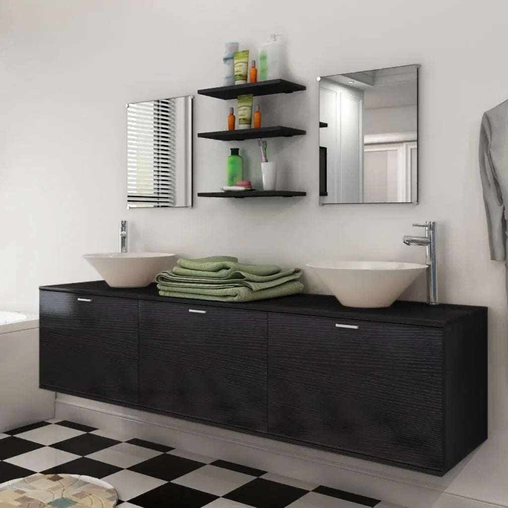 Set Mobili da Bagno con Lavabo 8 pz Nero 272233