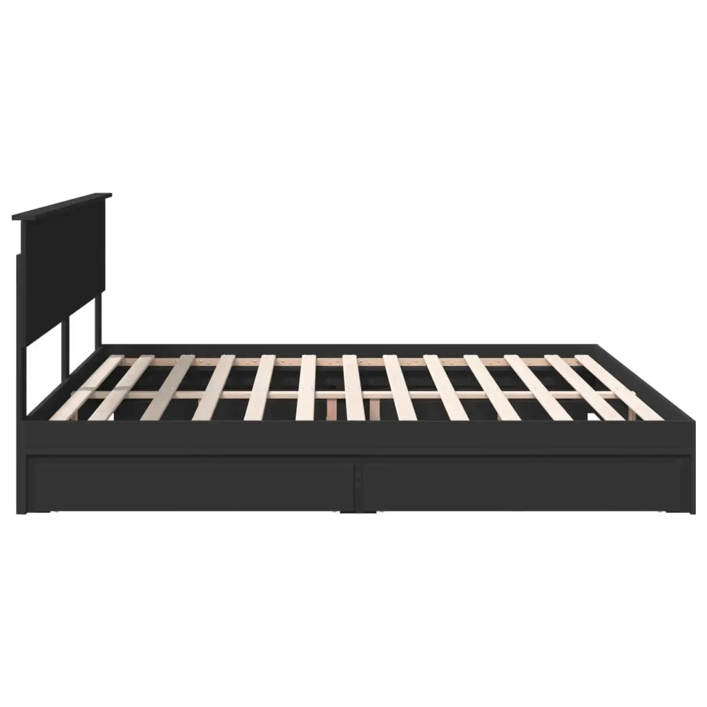 Letto con Contenitore Nero 200 x 200 cm Legno multistrato