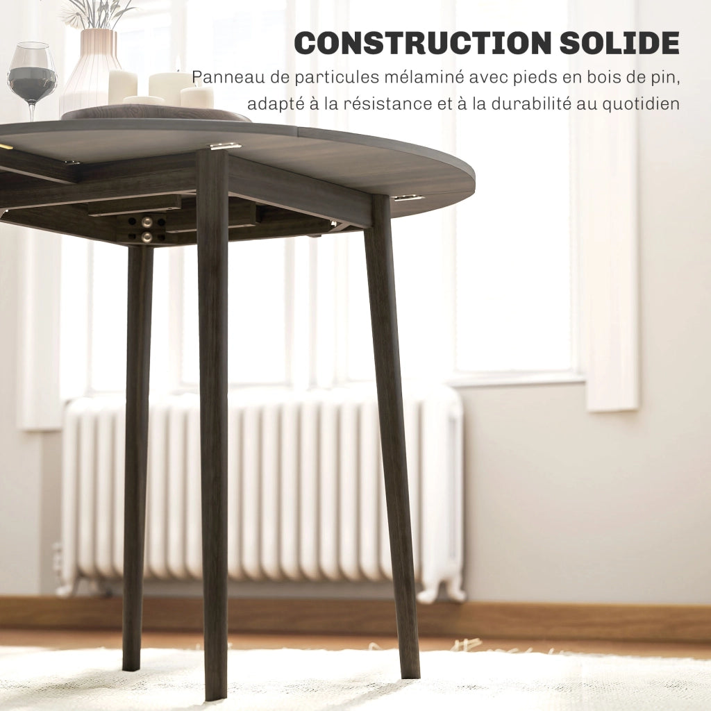 Tavolo da pranzo allungabile pieghevole rotondo ¨C zephmum ¨C grigio legno ? 89x73.5 cm