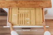 Organizzatore di Cucina in Bamboo Espandibile per Posate, Cibi e Utensili - Regolabile da 40 a 71 cm di Larghezza