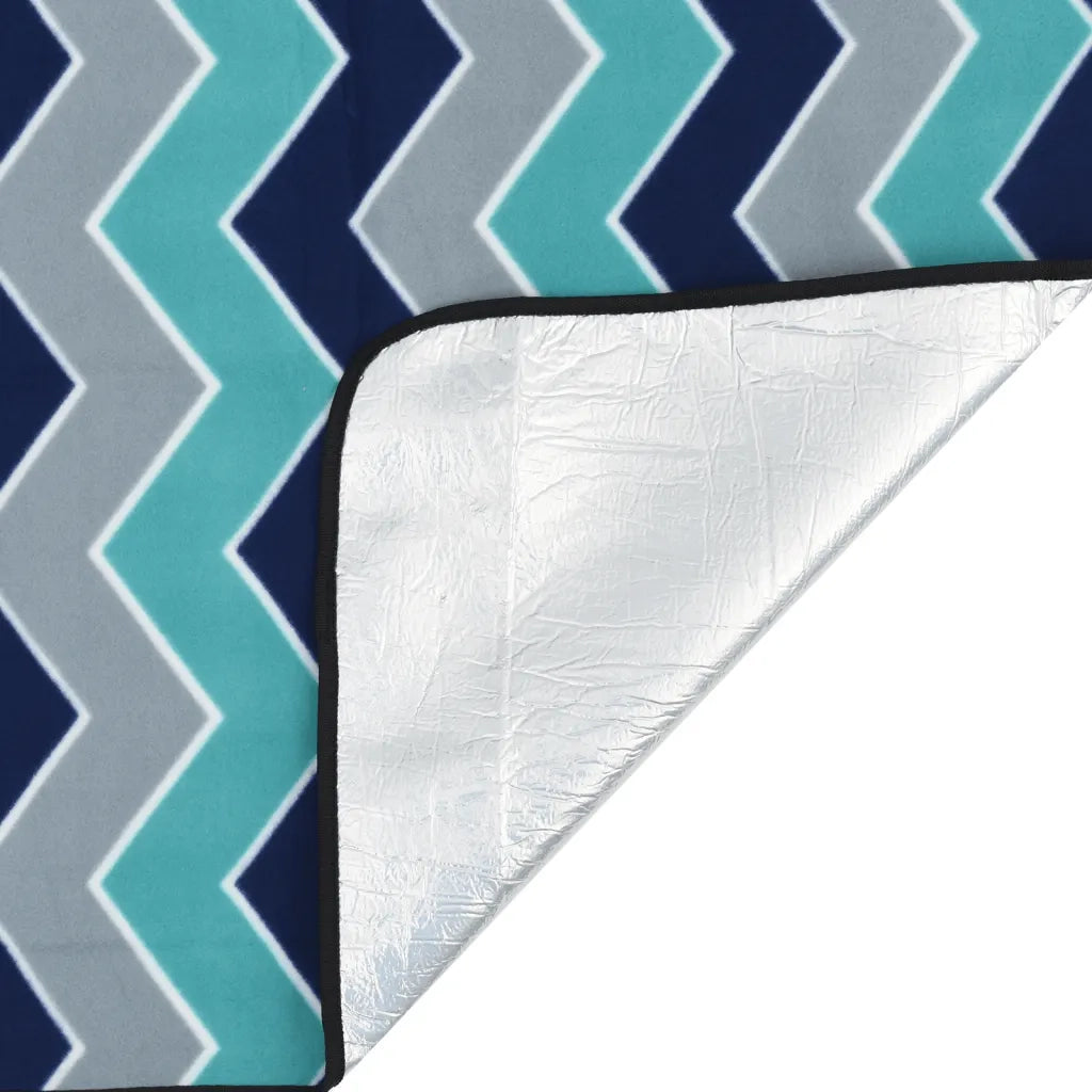 Tovaglia da Picnic Pieghevole A Onde Blu 200x150 cm in Velluto CFW9824687