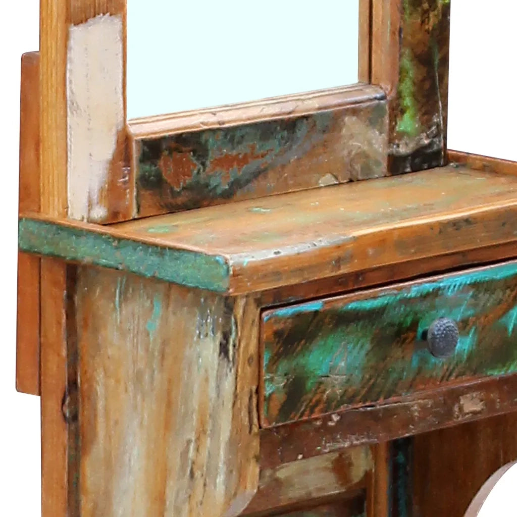 Specchio da Ingresso in Legno Massello di Recupero 47x23x180 cm 243330