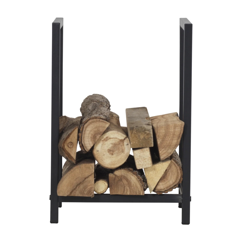 Portalegna per uso interno/esterno portalegna di design supporto per legna da ardere acciaio 40 x 30 x 50 cm nero 03_0006295