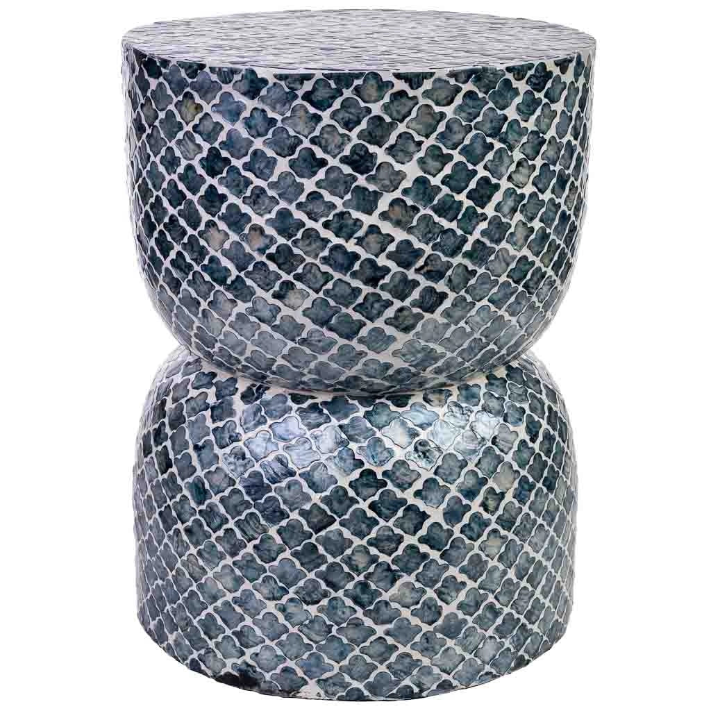 Sgabello in legno e capiz grigio d35,5x46h cm