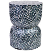 Sgabello in legno e capiz grigio d35,5x46h cm