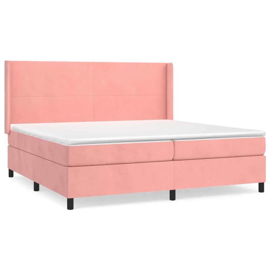 Giroletto a Molle con Materasso Rosa 200x200 cm in Velluto 3132584