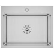 Lavello da Cucina Lavorato a Mano-Lavandino-Lavabo in Acciaio Inox 148601