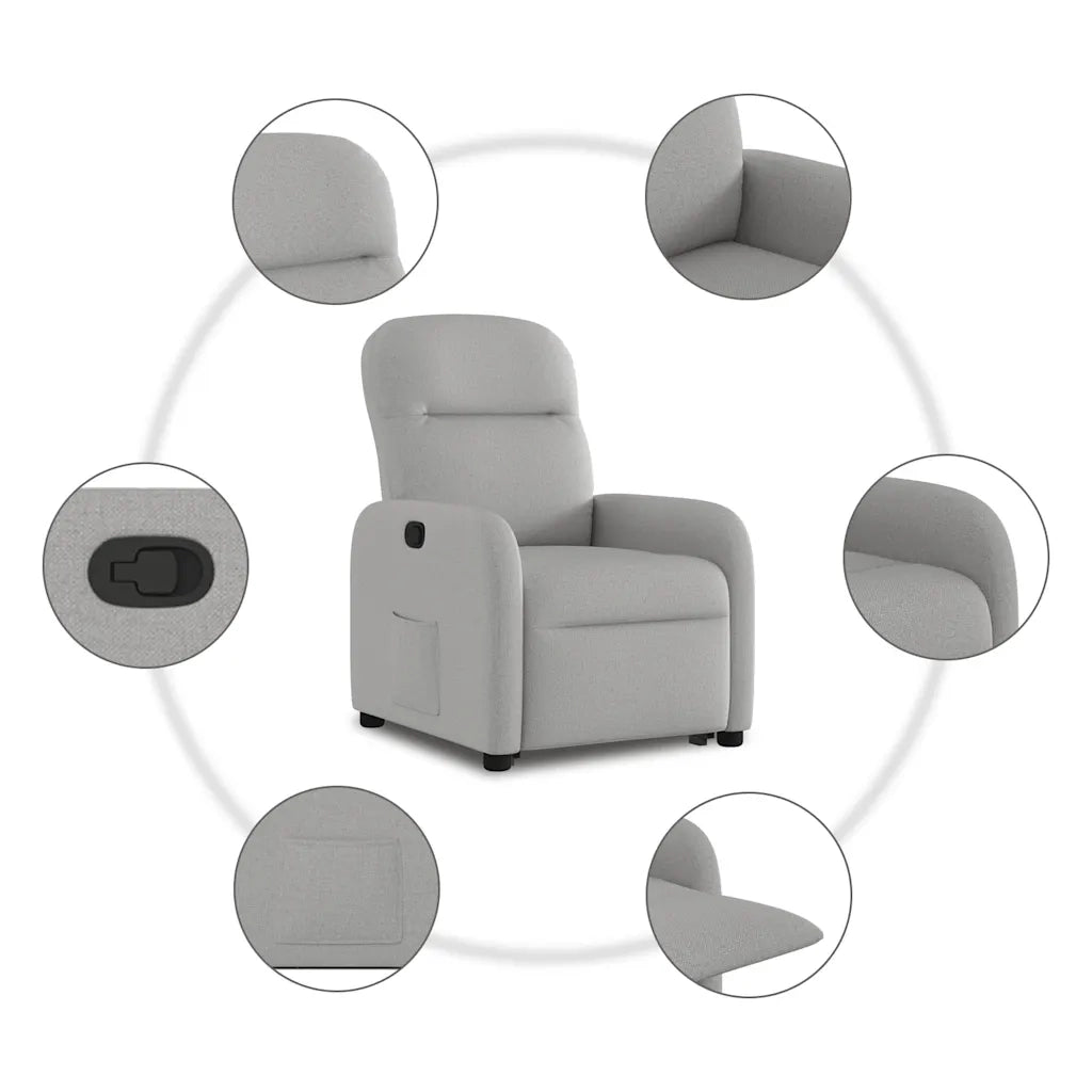 Poltrona Alzapersona Reclinabile Grigio Nuvola in Tessuto 3302981