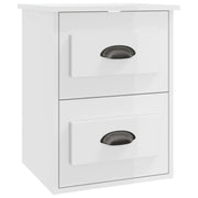 Comodino | Armadio da Notte | Mobiletto da notte a Parete Bianco Lucido 41,5x36x53 cm