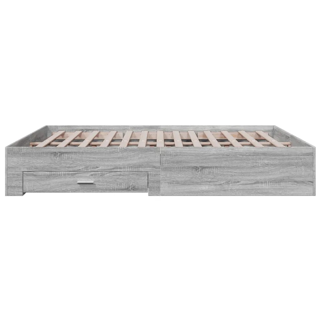 Giroletto Cassetti-Struttura Letto con contenitore Grigio Sonoma 200x200 cm Legno Multistrato 178942