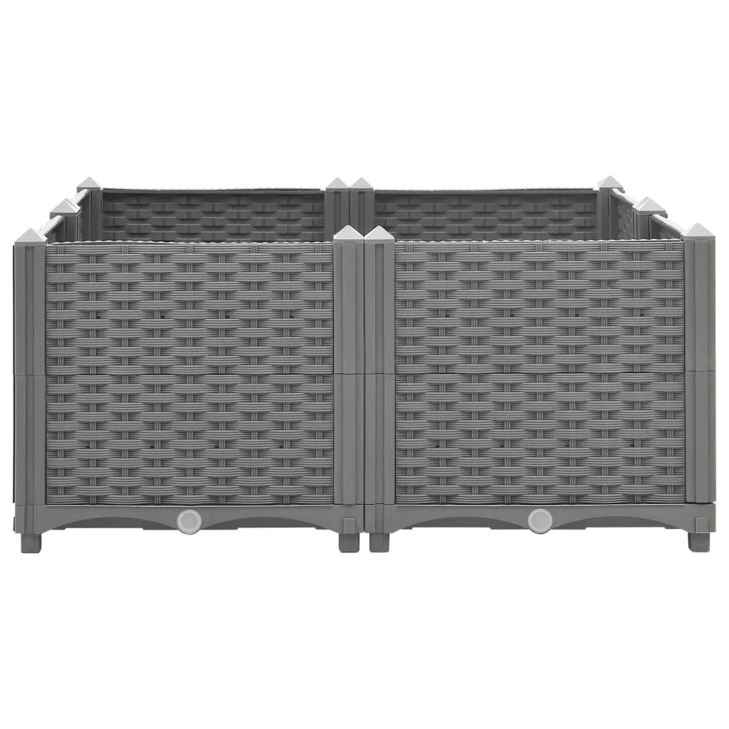 Fioriera rialzata per piante fiori terrazza giardino 80 x 80 x 38 cm polipropilene grigio 02_0039249