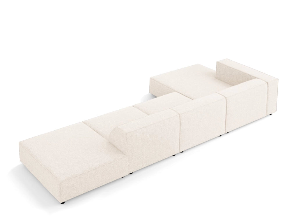 Cosmopolitan Design - Divano angolare sinistro "Arendal" 5 posti in ciniglia beige chiaro 