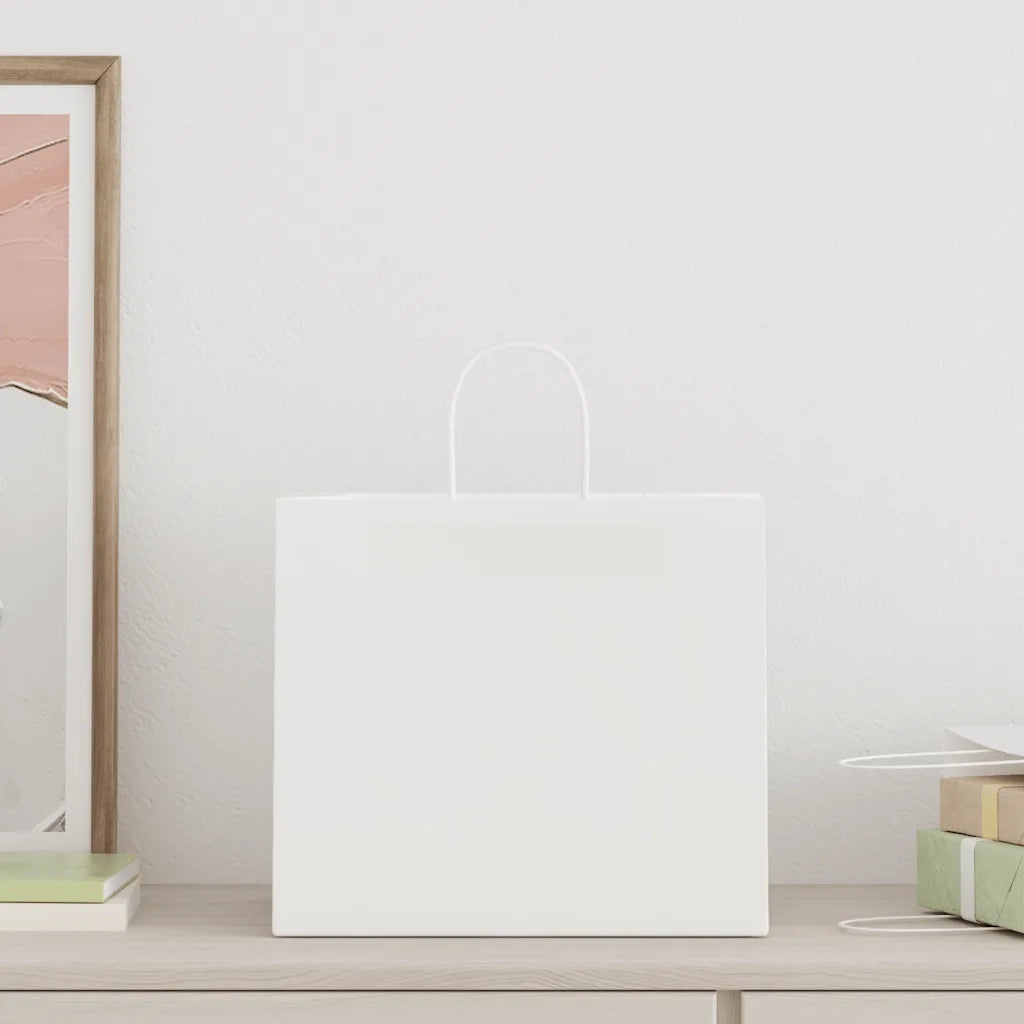 vidaXL Sacchetti di Carta 250 pz con Manici Bianchi 32x22x28 cm
