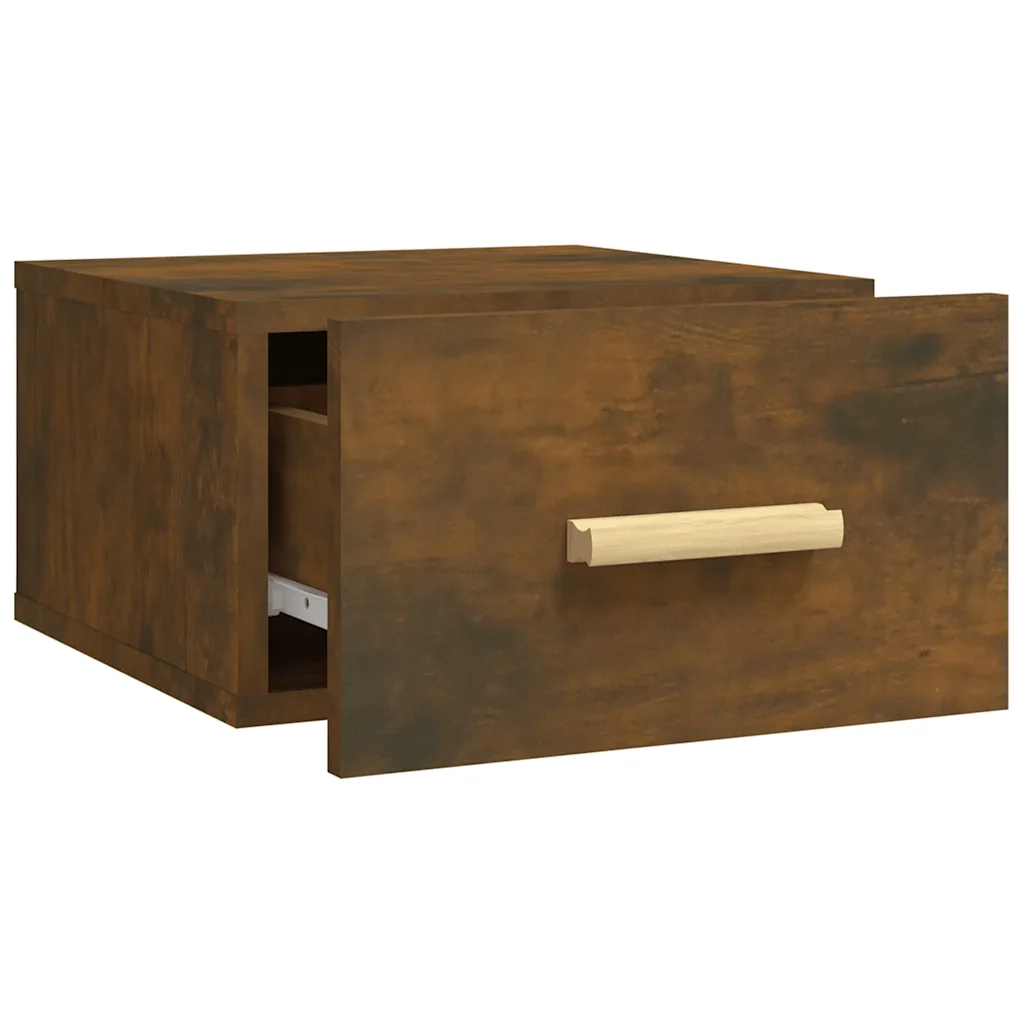 Comodino | Armadio da Notte | Mobiletto da notte a Muro Rovere Fumo 35x35x20 cm