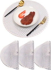 Piatti di Protezione per Tavolo - Set da 4 - Decorativi per Casa, Tavola, Matrimonio, Festa - Argento