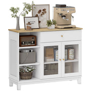 Credenza con ante in vetro temperato, cassetto e ripiani regolabili ¨C Xylo ¨C Bianco