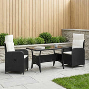 Set da pranzo per esterni 3 pz Nero e Bianco Crema polyrattan 3422258