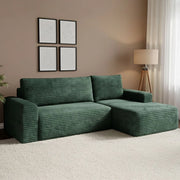 Folgarida, Divano Letto con Penisola Contenitore, 268x163 cm Verde