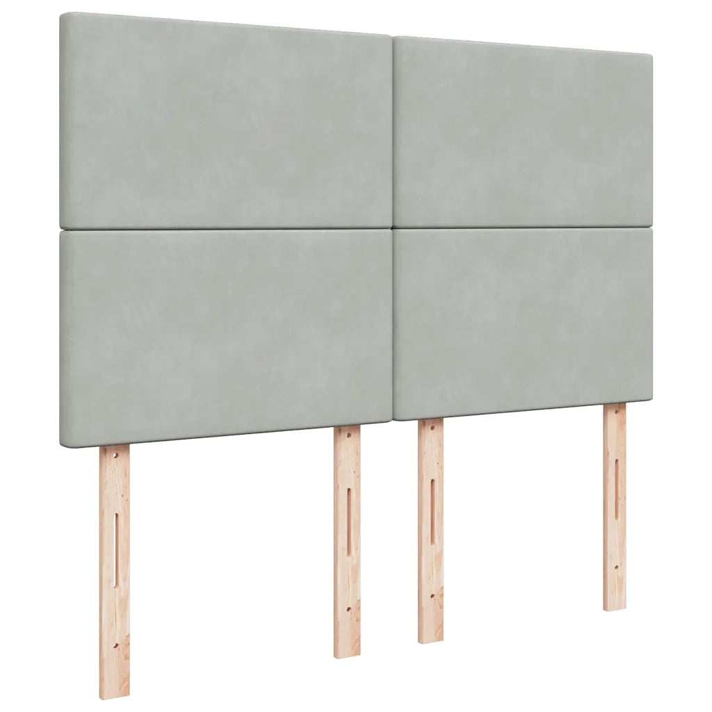 Giroletto a Molle con Materasso Grigio Chiaro 160x200cm Velluto