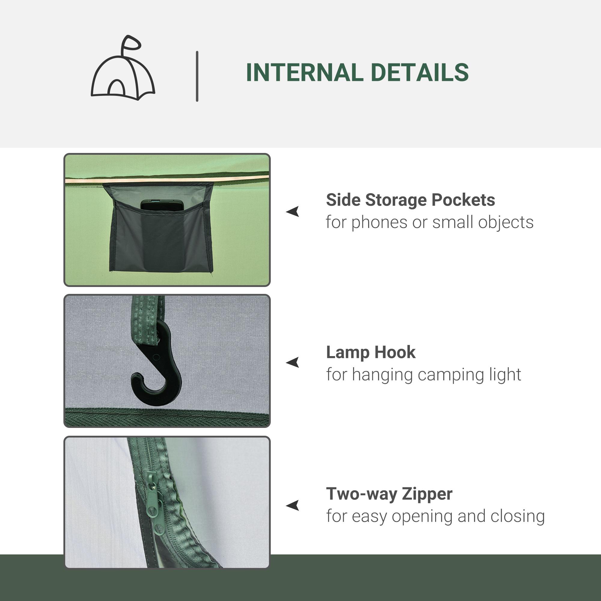 Tenda da Campeggio Pop Up 4-5 Persone 263,5x220x123 cm con Porte e Finestre Verde e Grigio