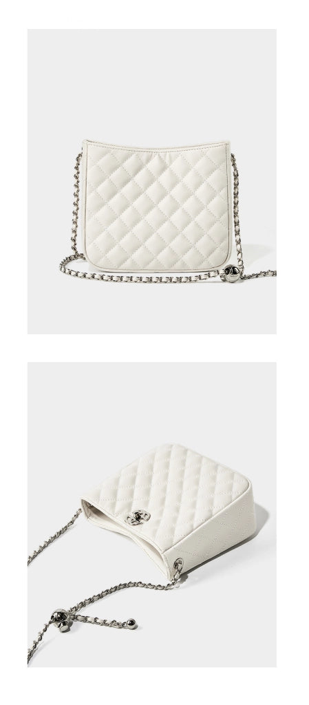 Borsa a tracolla da donna in vera pelle, grande capacit¨¤, colore bianco.