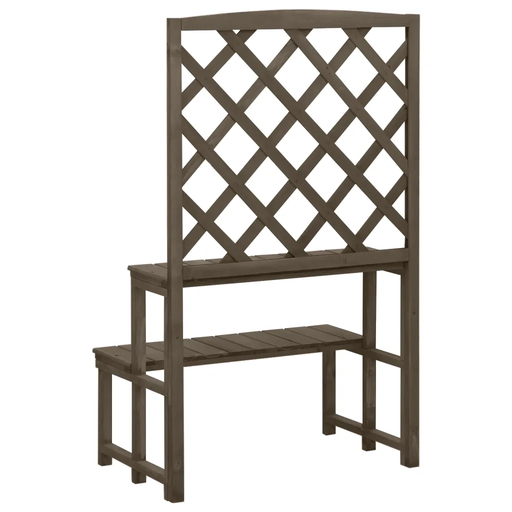 Fioriera con Traliccio Grigio 70x42x115 cm in Massello di Abete 316414
