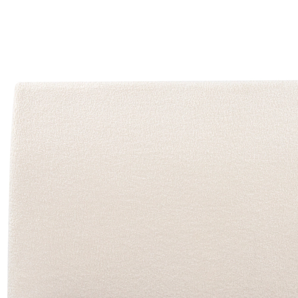 Letto matrimoniale boucle 180 x 200 cm con contenitore rialzato con testiera bianco sporco
