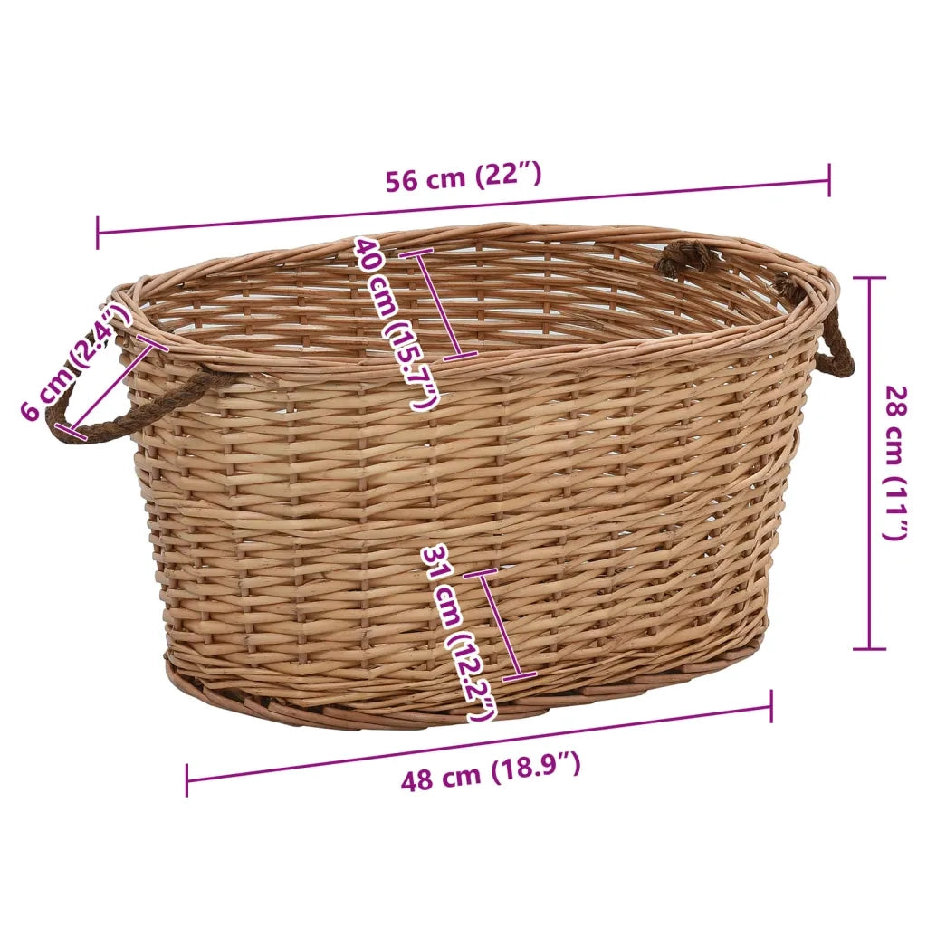Cesta per Legna con Maniglie 56x40x28 cm Salice Naturale 286982