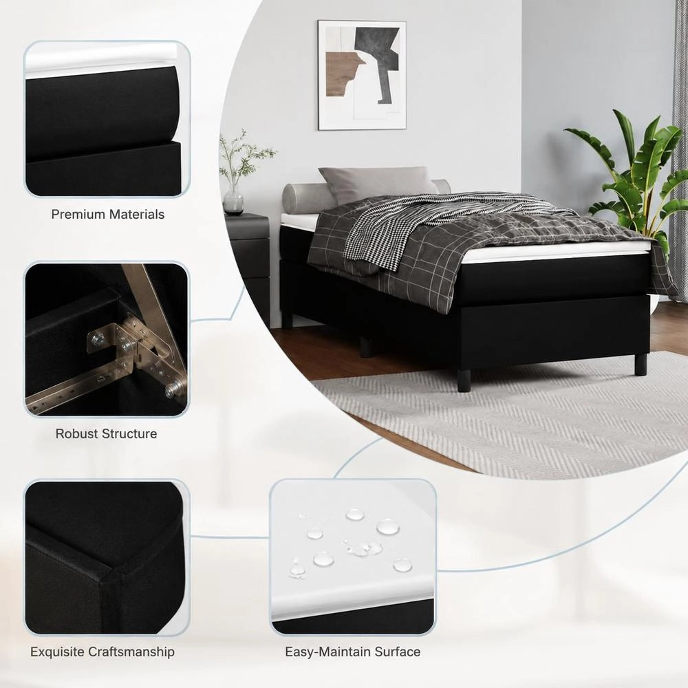 Box Spring Bed Frame Black 90x200 Cm Faux Leather