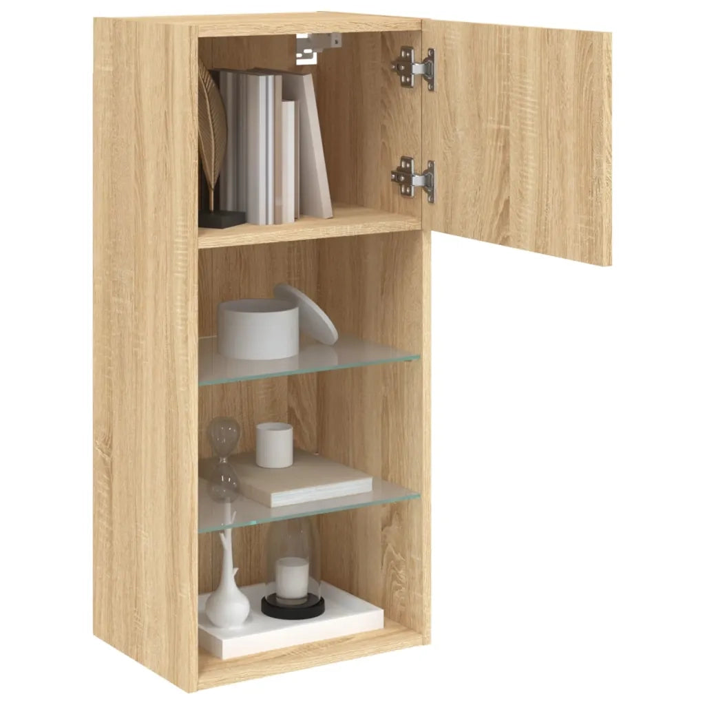 Mobili TV con Luci LED 2pz | Armadietto TV | Mobile Porta TV Rovere Sonoma 40,5x30x90 cm