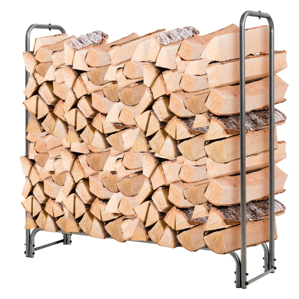 Porta legna con copertura impermeabile e struttura in ferro pesante per camino, Mensola portalegna Nero 122,5cm-Accessori caminetti e stufe a legna