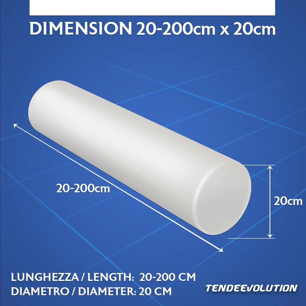 Cilindro in Gommapiuma per Divano Letto - Imbottitura in Spugna e Poliuretano - Rullo Foam - Diametro 20 cm - Lunghezza 80 cm